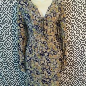 Skies are blue long sleeve floral fall dress large